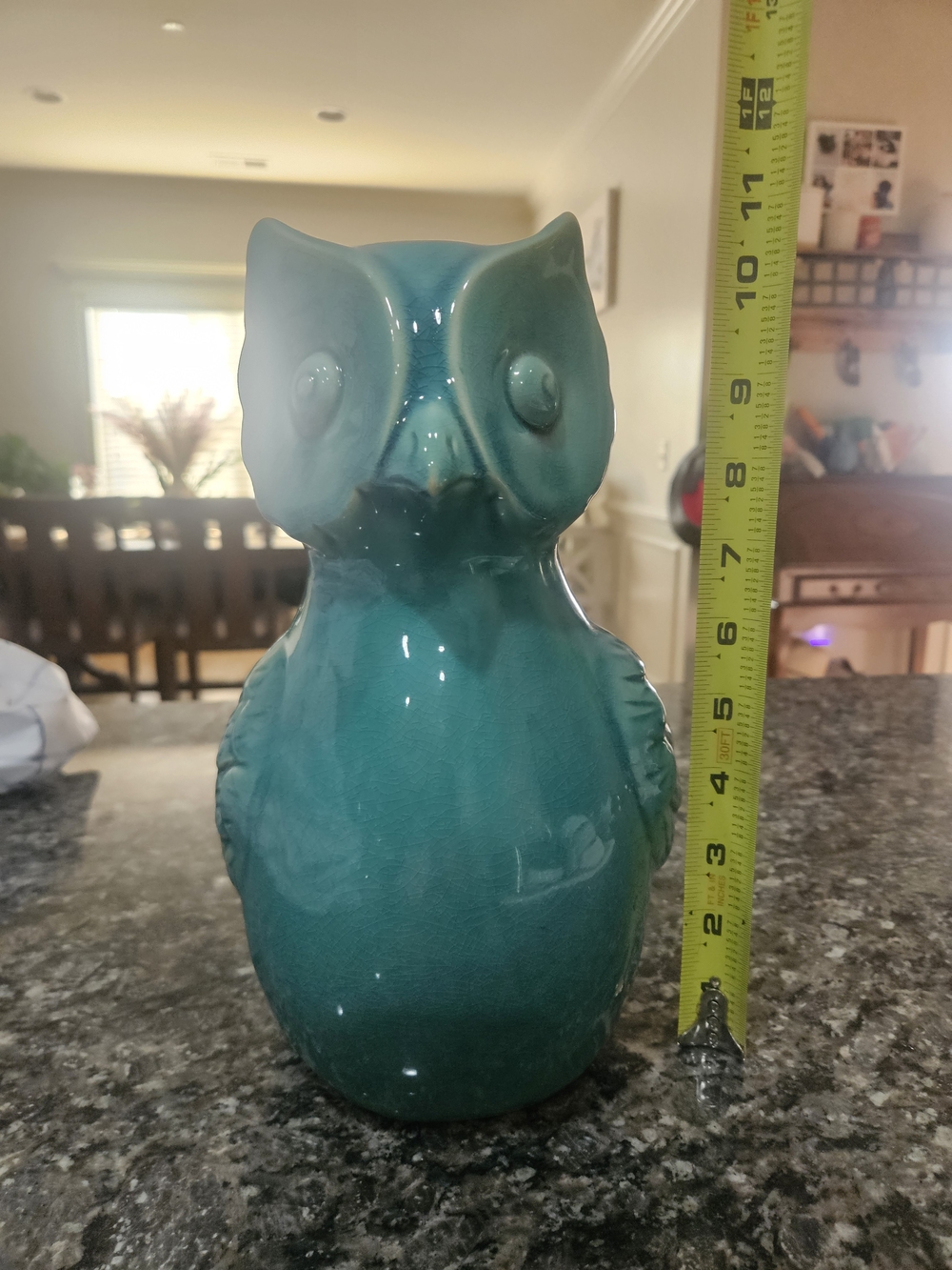 Ceramic Teal Owl Figurine Home Accent by